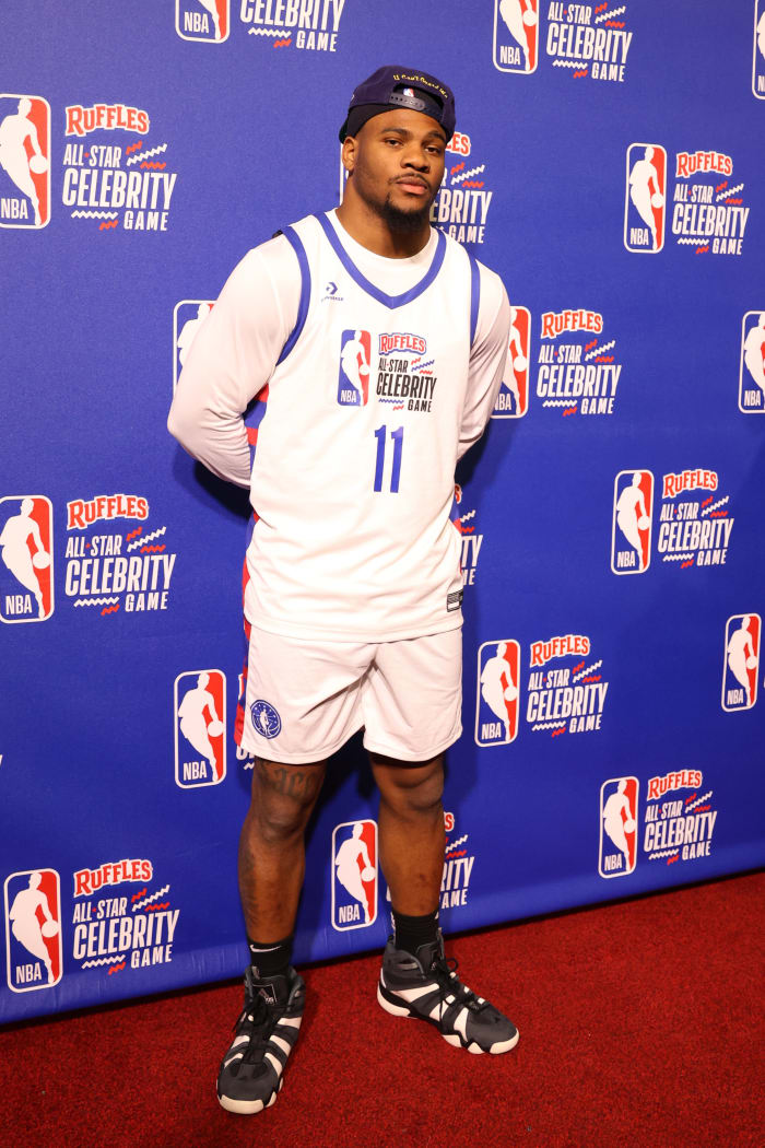 Micah Parsons on the red carpet before the NBA All-Star Celebrity Game.